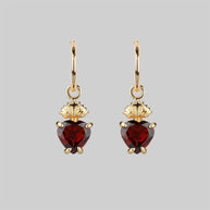 Garnet and gold charm earrings