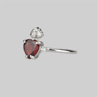 Garnet and silver sacred heart ring
