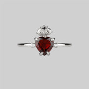The Sacred Heart Garnet Ring - Silver