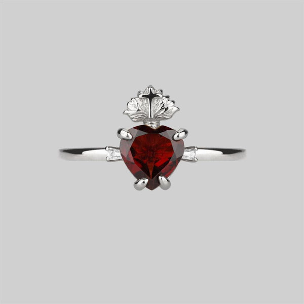 The Sacred Heart Garnet Ring - Silver – REGALROSE