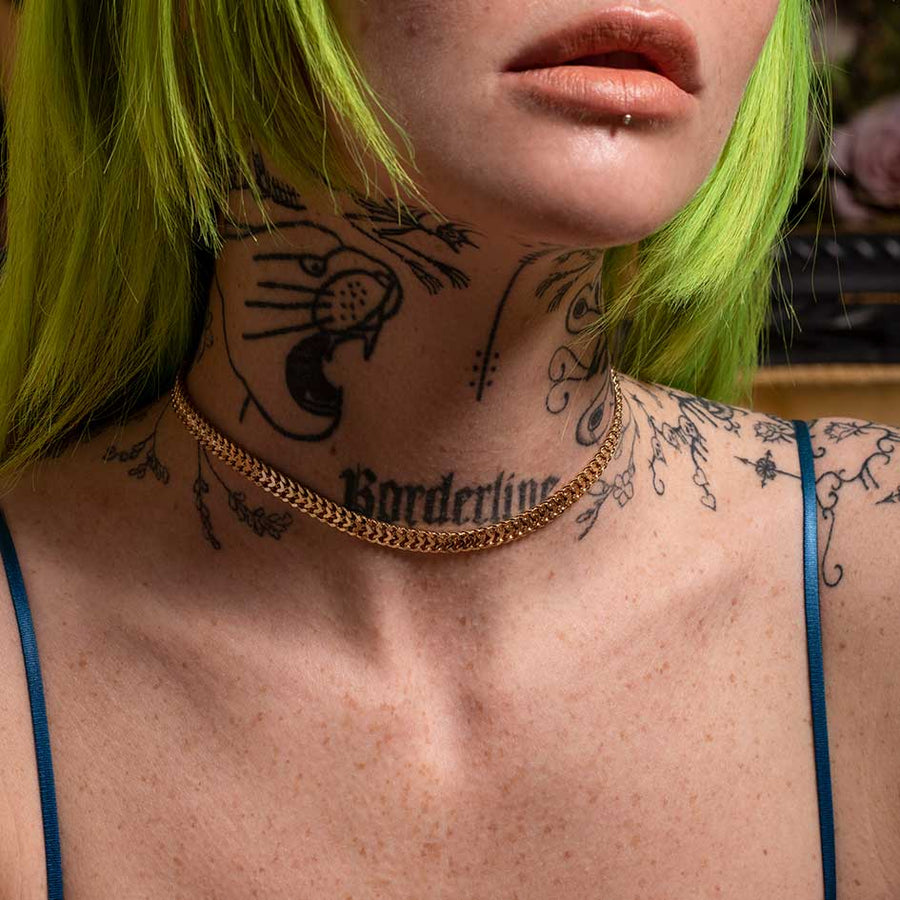 Wide Curb Chain Choker Gold – REGALROSE - Main Image