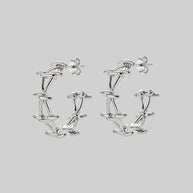 Silver barbed wire hoop earrings