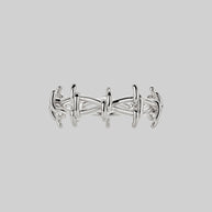 Silver double barbed wire ring