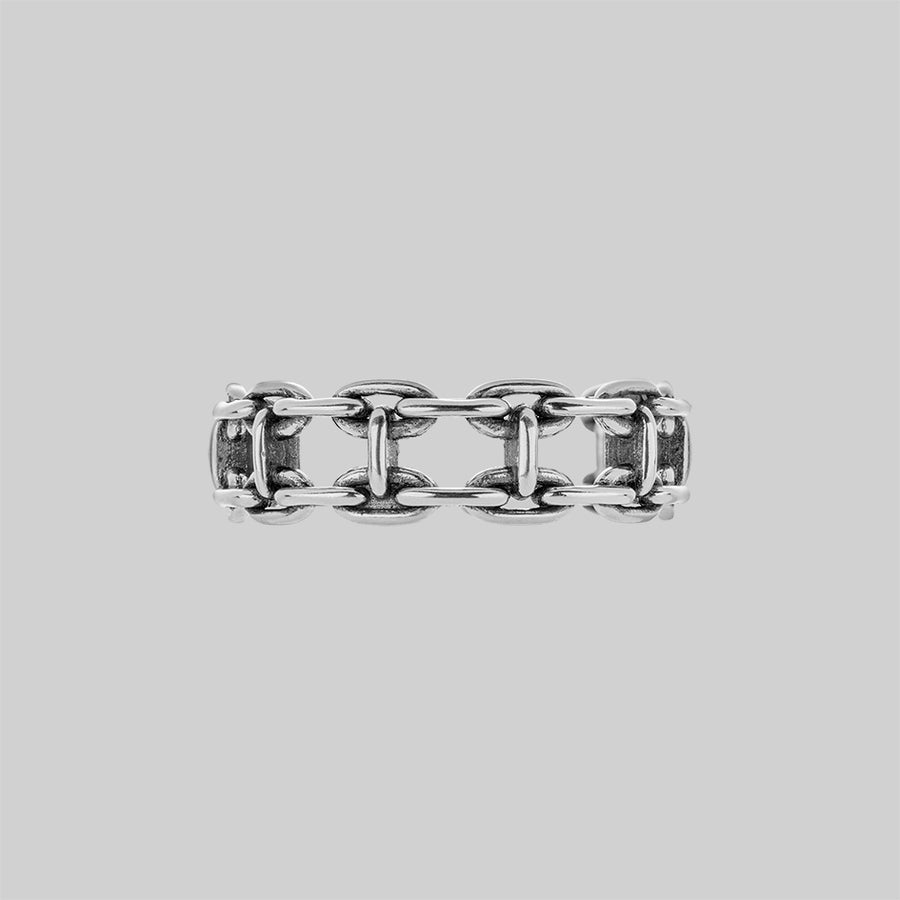 Silver double chain ring