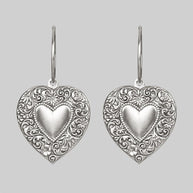 LOVE STRUCK. Heart Hoop Earrings - Silver