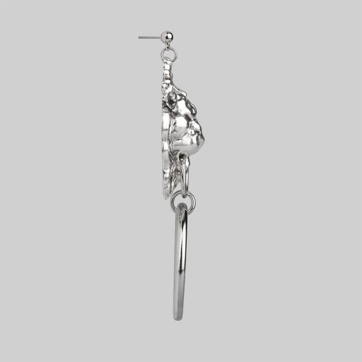 Lion hoop knocker earrings