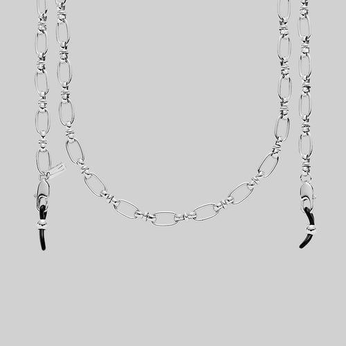 FOREVER. Barbed Wire & Black Pearl Sunglasses Chain - Silver