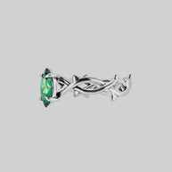 Silver thorn gemstone ring