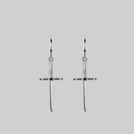 Silver-and-black-gemstone-dagger-earrings