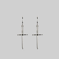 Silver-and-black-gemstone-dagger-earrings