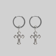 Cut out cross hoop earrings