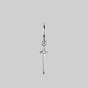 BETRAYAL. Cubic Zirconia Dagger Hoop Earrings - Silver