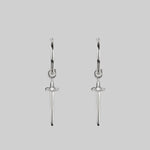 Sterling silver dagger hoop earrings