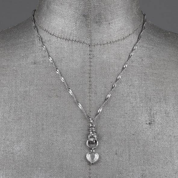 Silver hand necklace