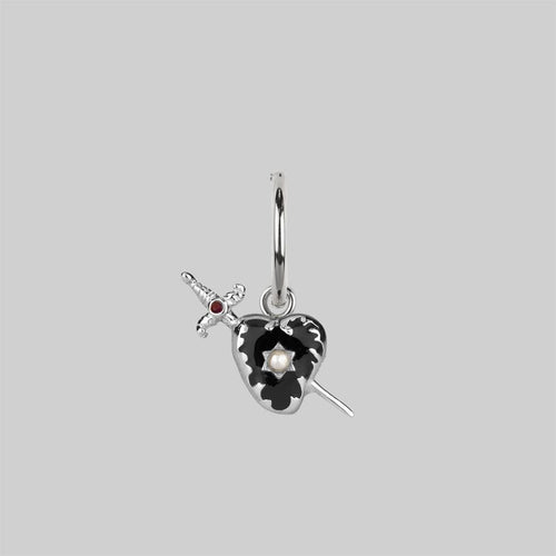 LAWLESS. Dagger and Pearl Hoop Earrings - Silver
