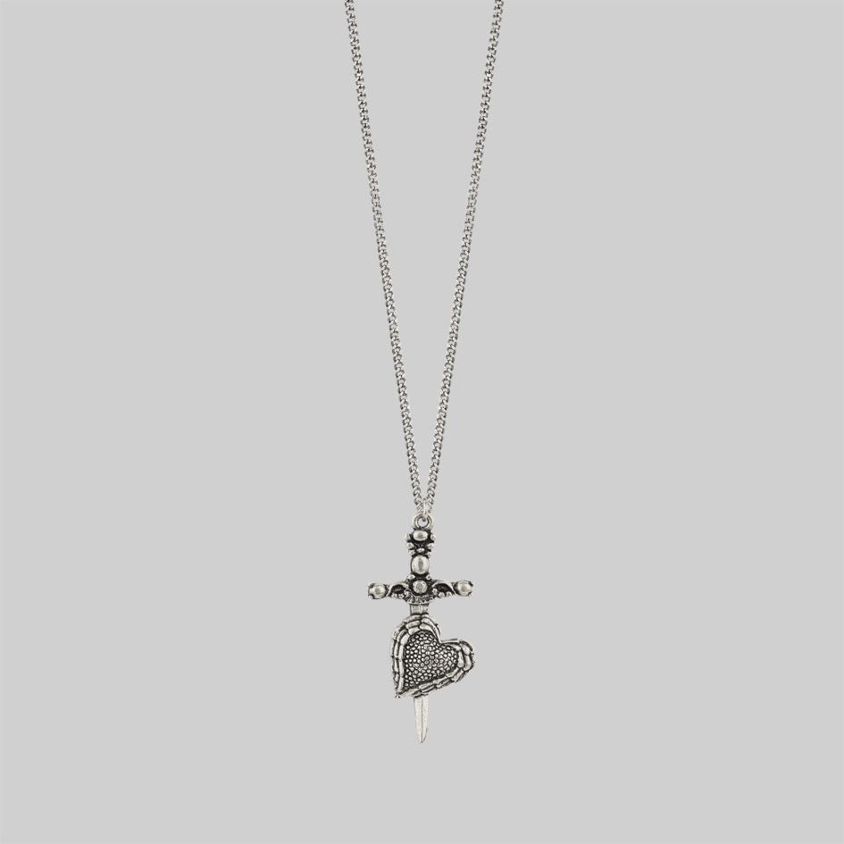 Dagger through heart necklace