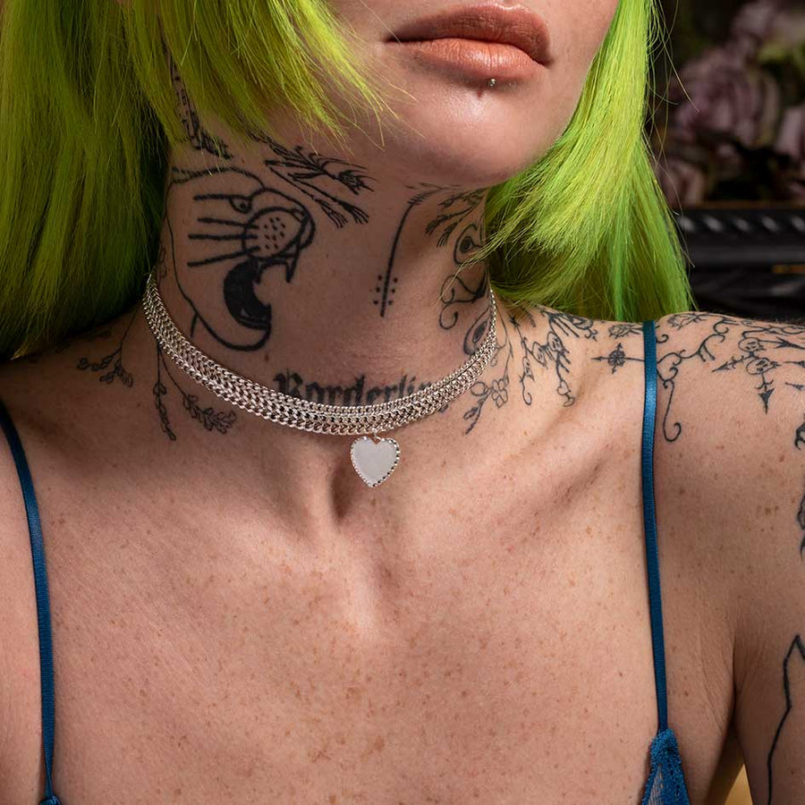 Silver hotsell heart choker