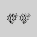 Silver heart shape stud earrings