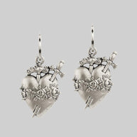 Silver sacred heart earrings