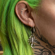 Silver Scorpion hoop earrings