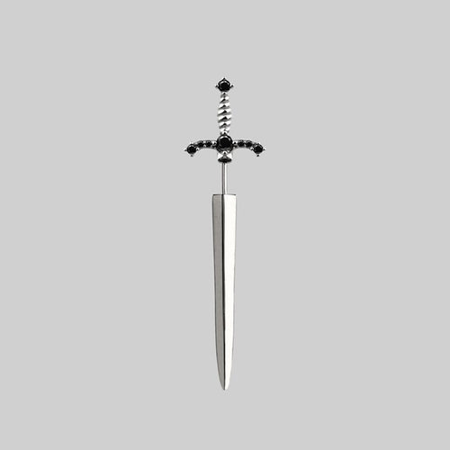 RHAPSODY. Dagger Through Rose Necklace - Silver