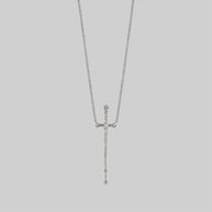 Long silver sword necklace