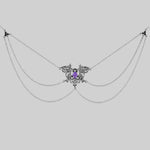 Silver detailed skull and amethyst necklace