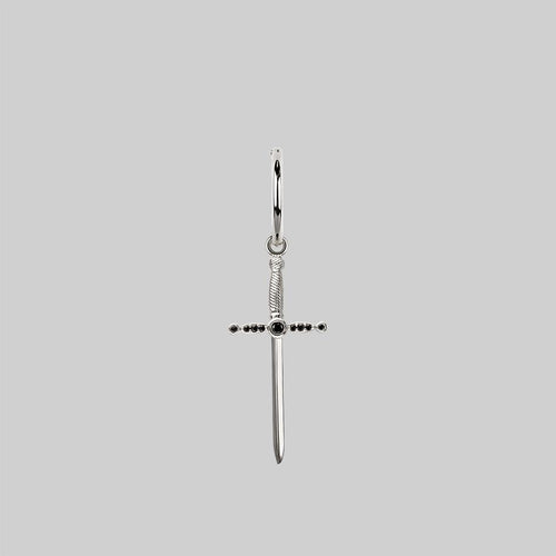 BETRAYAL. Silver & Black Spinel Dagger Earring - Helix/Tragus