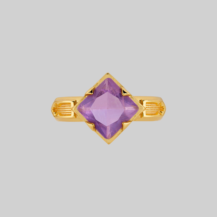 square amethyst gold ring 