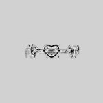Sterling silver heart barbed wire ring