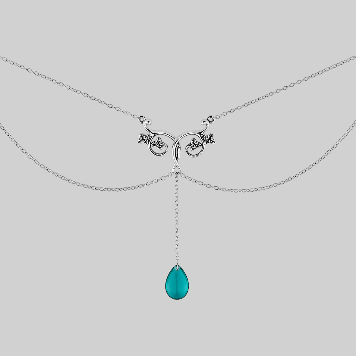 sterling silver and green gemstone necklace