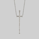 Long silver sword necklace