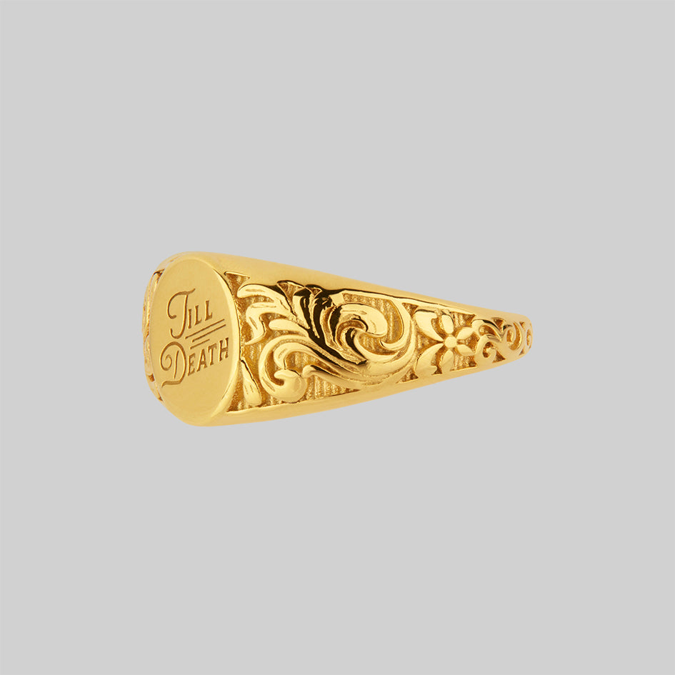 TILL DEATH™. Promise Signet Ring - Gold