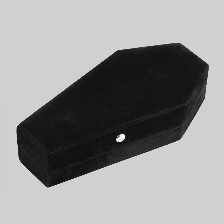 Black velvet coffin jewelry box