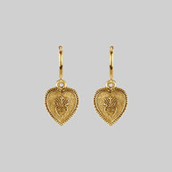 Gold sacred heart hoop earrings