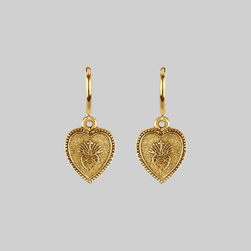 Make Love Not War Hoop Earrings - Gold