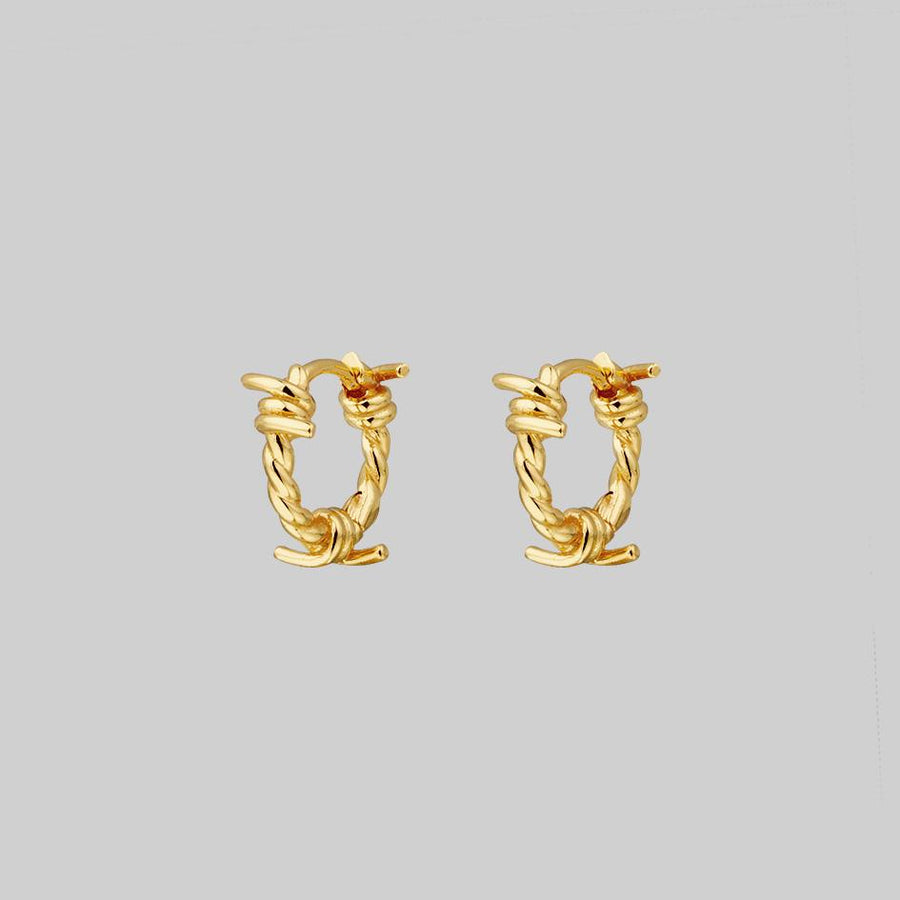 alternative hoop earrings gold barbed wire