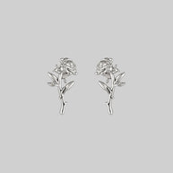 silver rose stud earrings pair