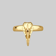 raven skull gold ring