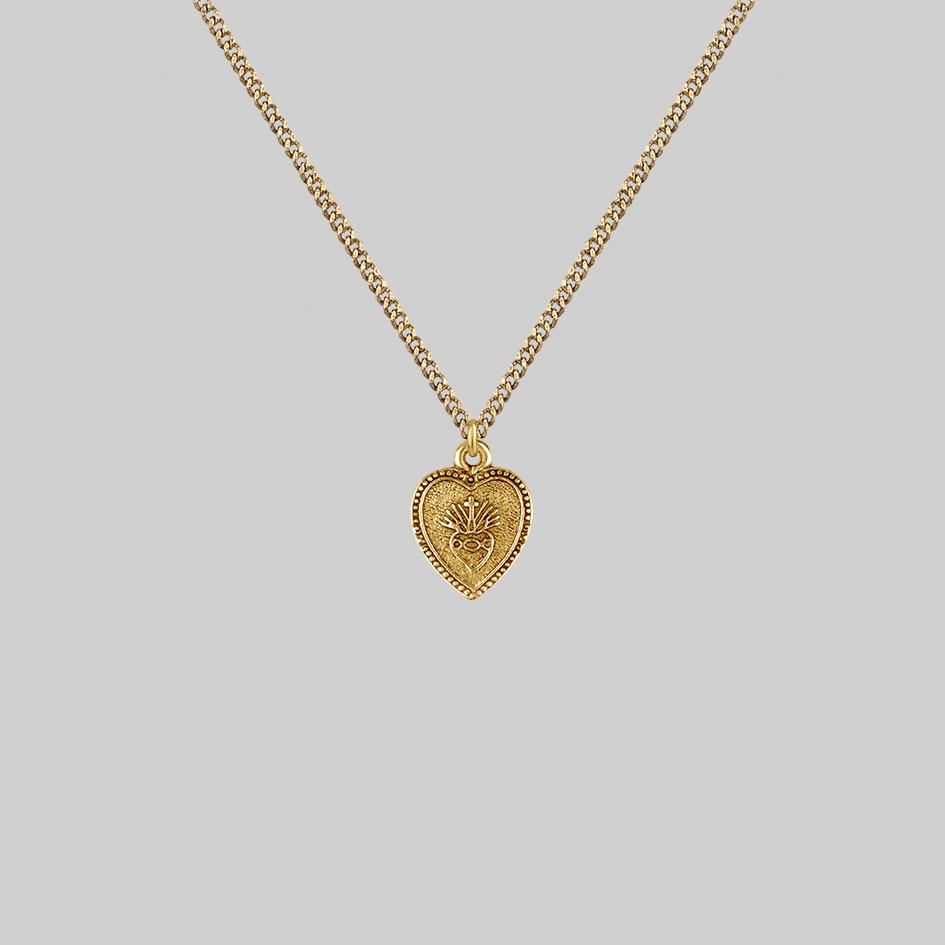 gold heart layering necklace 