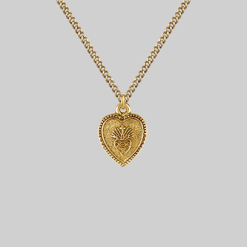 ROYAL FLUSH. Floral Heart Charm Collar - Gold