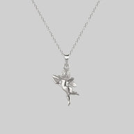cherub with heart, angel necklace silver