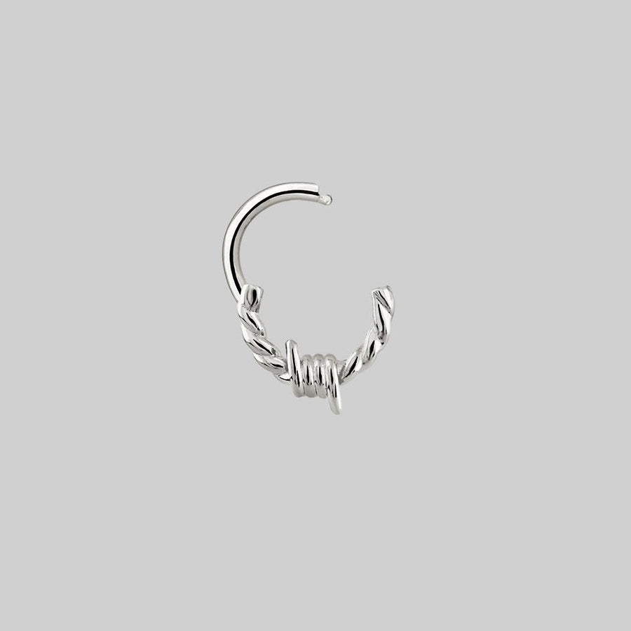 barbed wire clicker ring silver