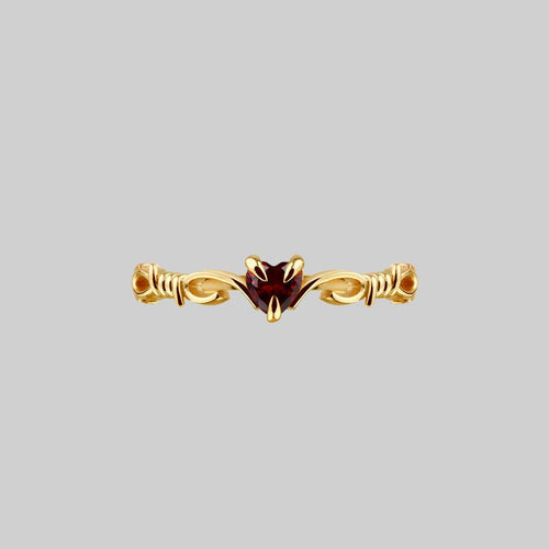 MALICE. Garnet CZ Coiled Snake Cocktail Ring - Gold