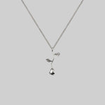 silver rose stem necklace 