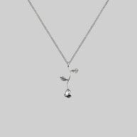 silver rose stem necklace 