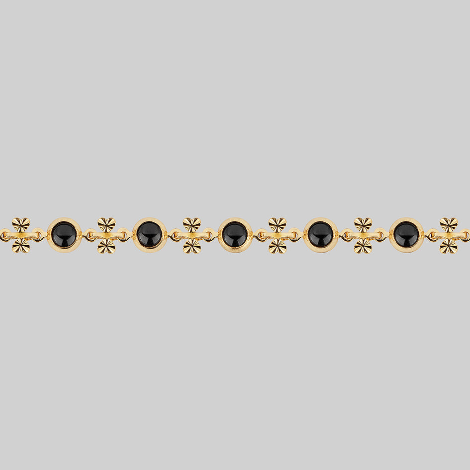 black bead gold choker