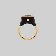 black enamel gemstone gold ring 