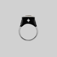 black enamel gemstone silver ring 