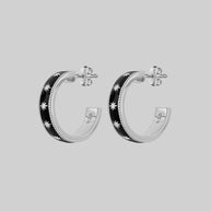 bland enamel silver hoop earrings